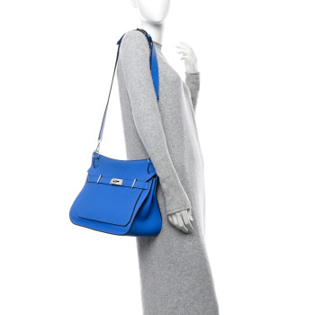 HERMES Taurillon Clemence Jypsiere 34 Mykonos