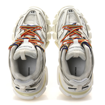 BALENCIAGA Rubber Mesh Fabric Monocolor Recycled Sole Womens Track Sneakers 37 White Multicolor