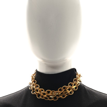 SAINT LAURENT Metal Multi Chain Necklace Gold