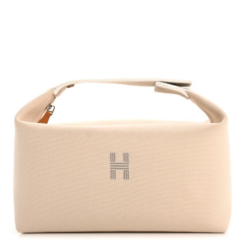 HERMES Canvas Large Bride-A-Brac Pouch Natural
