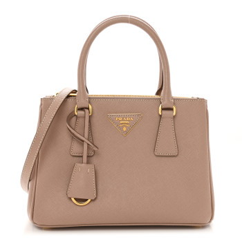 PRADA Saffiano Lux Mini Galleria Double Zip Tote Cipria