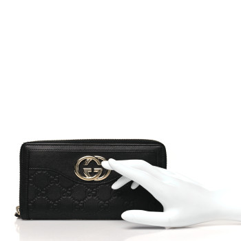 GUCCI Guccissima Signature Sukey Zip Around Wallet Black