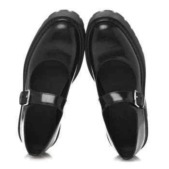 HERMES Glazed Calfskin Hoxton Oxford 35 Black