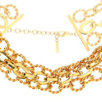 SAINT LAURENT Metal Multi Chain Necklace Gold