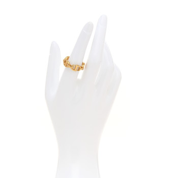 CHRISTIAN DIOR Metal CD Navy Ring M Gold
