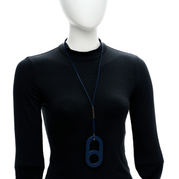 HERMES Swift Variation Pendant Necklace Bleu Saphir