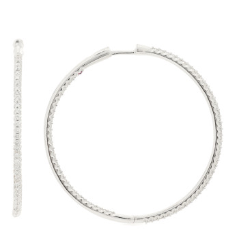 ROBERTO COIN 18K White Gold Diamond 1.34ctw Inside Outside Hoop Earrings
