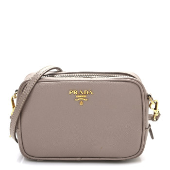 PRADA Saffiano Mini Camera Crossbody Bag Cammeo