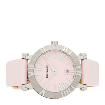 TIFFANY Stainless Steel Satin 30mm Atlas Belt Quartz Watch Pink