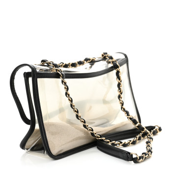 CHANEL Lambskin PVC Medium Sand By The Sea Flap Black