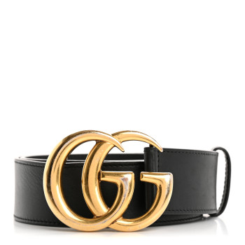 GUCCI Calfskin Double G 40mm Belt 75 30 Black