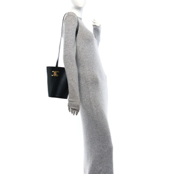 CELINE Shiny Calfskin Triomphe Bucket Bag Black