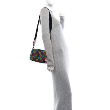 GUCCI GG Supreme Monogram Psychedelic Shoulder Bag Black Multicolor Sugar Pink