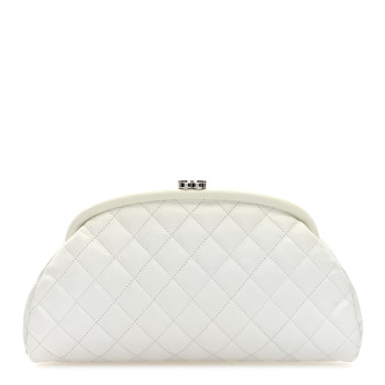 CHANEL Caviar Quilted Timeless Clutch White