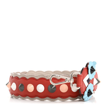 FENDI Vitello Dolce Nappa Hypnoteyes Bi-Color Scalloped Spike Studded Strap You Sienna Multicolor