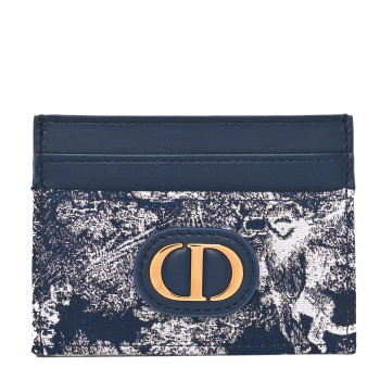 CHRISTIAN DIOR Toile de Jouy Reverse Jacquard 30 Montaigne Freesia Card Holder Blue