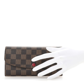 LOUIS VUITTON Damier Ebene Emilie Wallet Red