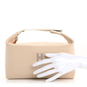 HERMES Canvas Large Bride-A-Brac Pouch Natural