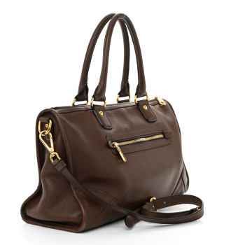 PRADA Vitello Daino Shopping Satchel Bruciato