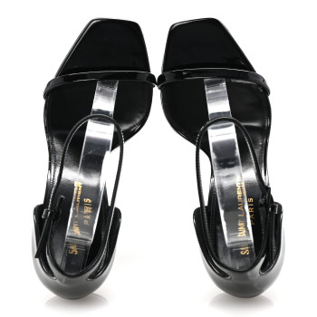 SAINT LAURENT Patent Calfskin Opyum 110 Sandals 37 Black