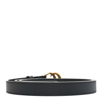 GUCCI Calfskin Pearl Double G 20mm Belt 95 38 Black Cream