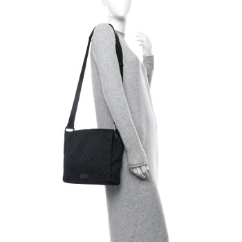GUCCI Monogram Small Flap Messenger Bag Black