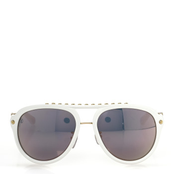 LOUIS VUITTON Acetate Aviator Serpico Studded Sunglasses Z2358W White