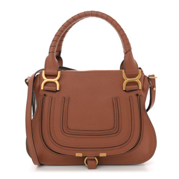 CHLOE Calfskin Small Marcie Satchel Tan