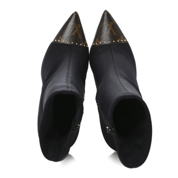 LOUIS VUITTON Monogram Cherie Ankle Boots 36.5 Black