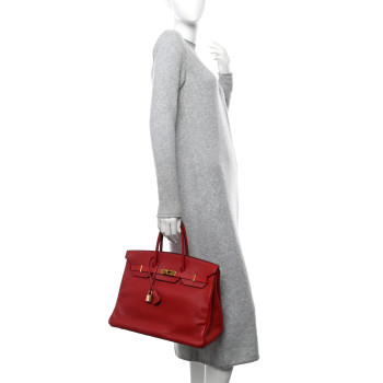 HERMES Taurillon Clemence Birkin 35 Rouge Vif