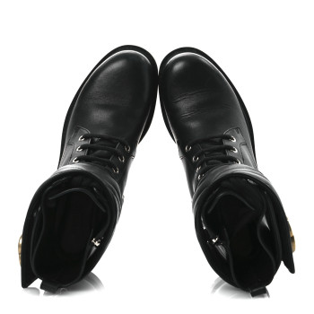 GUCCI Flores Calfskin Nappa Matelasse GG 40mm Ankle Boots 37.5 Black
