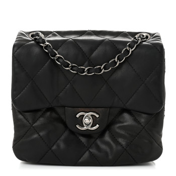 CHANEL Lambskin Quilted Mini Chanel 3 Flap Black