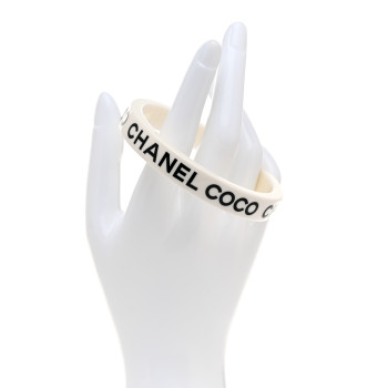 CHANEL Resin Coco Bangle Bracelet White Black