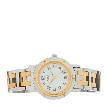 HERMES Stainless Steel 24mm Clipper Quartz Watch Gold