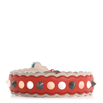 FENDI Vitello Dolce Nappa Hypnoteyes Bi-Color Scalloped Spike Studded Strap You Sienna Multicolor