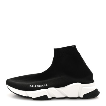 BALENCIAGA Neoprene Knit Mens Speed Sneakers 39 Black White