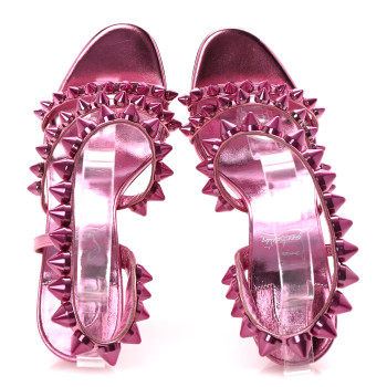 CHRISTIAN LOUBOUTIN Metallic Calfskin Spikita 100 Sandals 37 Fuchsia