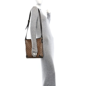 GUCCI Crystal Monogram Abbey Messenger Bag Beige Dark Brown