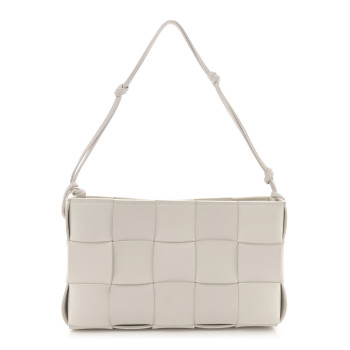 BOTTEGA VENETA Calfskin Maxi Intrecciato Cassette Pouch On Strap Chalk