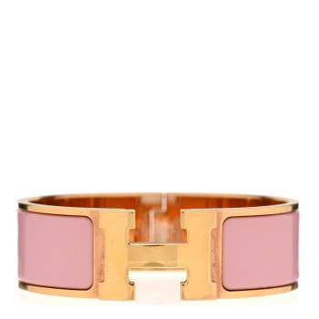 HERMES Enamel Wide Clic Clac H Bracelet GM Rose Poudre