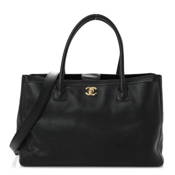 CHANEL Calfskin Cerf Executive Shopper Tote Black