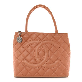 CHANEL Caviar Quilted Medallion Tote Pink