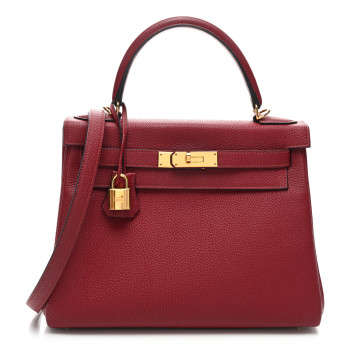 HERMES Togo Kelly Retourne 28 Rouge Grenat