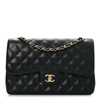 CHANEL Caviar Quilted Jumbo Double Flap Black