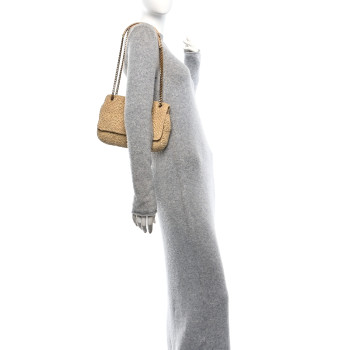 SAINT LAURENT Raffia Monogram Medium Jamie Natural Avorio
