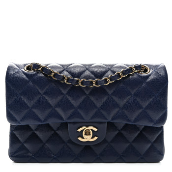 CHANEL Caviar Quilted Small Double Flap Navy