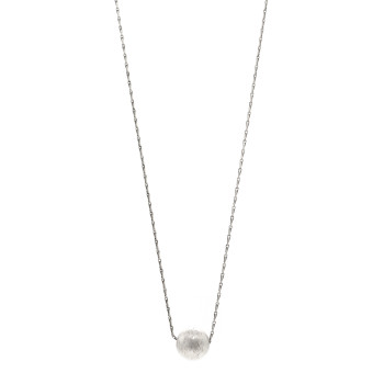 SAINT LAURENT Metal Textured Ball Chain Link Necklace Silver