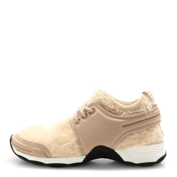 CHANEL Stretched Fabric Satin CC Womens Sneakers 37.5 Light Beige CHANEL Stretched Fabric Satin CC Womens Sneakers 37.5 Light Beige