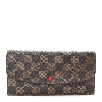 LOUIS VUITTON Damier Ebene Emilie Wallet Red