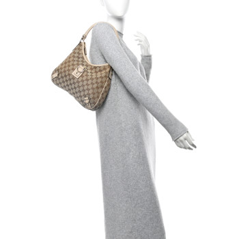 GUCCI Monogram Medium Abbey D Ring Hobo Off White
